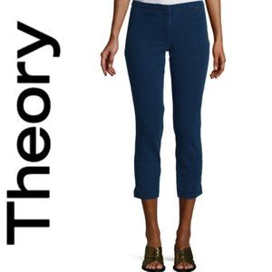 Theory "Movement Denim" Classic Skinny Pant, Dark Wash Cropped Jeans, 2